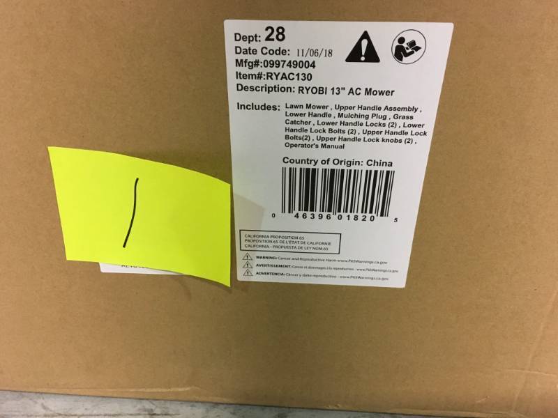 RYOBI 13 in. 11 Amp Corded Electric Walk Behind Push Mower NOT USED