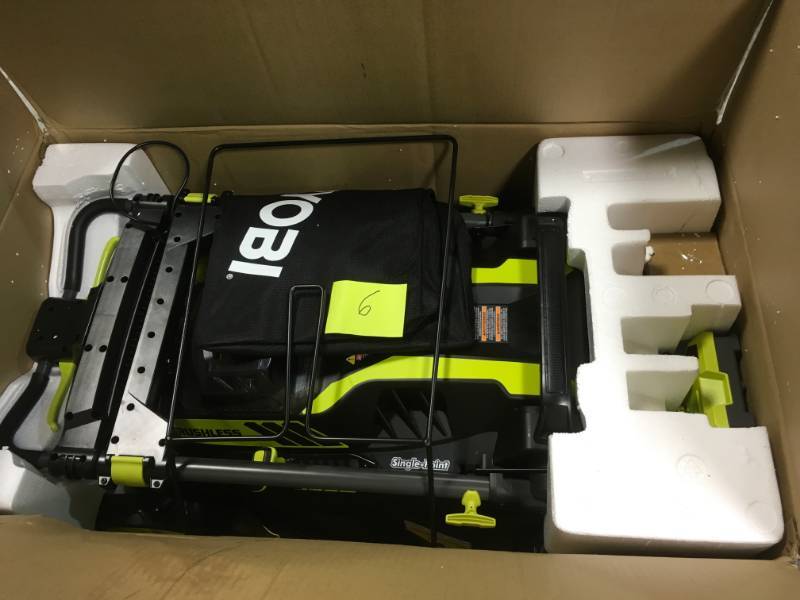 RYOBI 20 in. 40-Volt Brushless Lithium-Ion Cordless Self-Propelled Walk Behind Mower with 5.0 Ah BatteryCharger Included in good condition