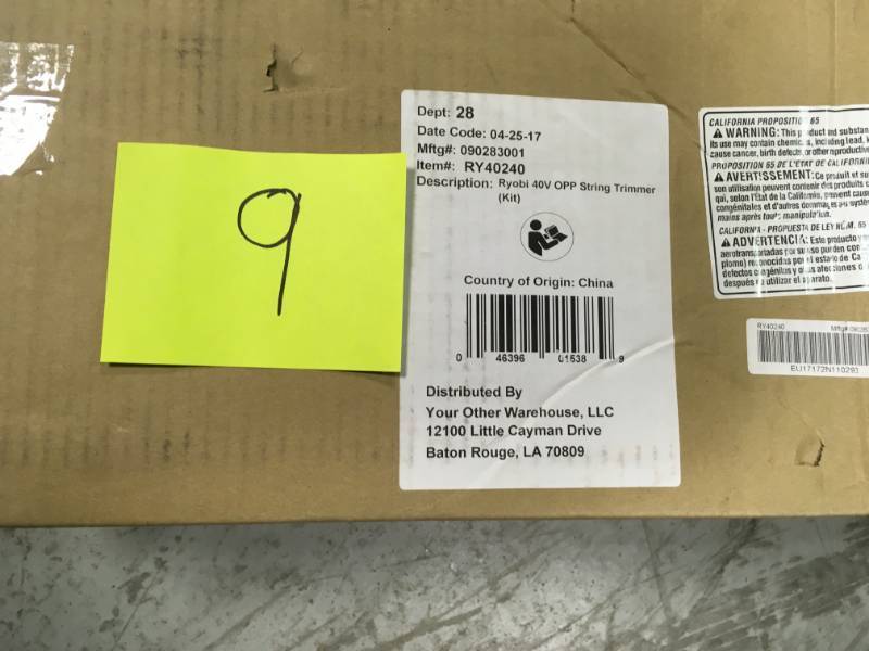 RYOBI 40-Volt Lithium-Ion Cordless String Trimmer - 1.5 Ah Battery and Charger Included in good condition
