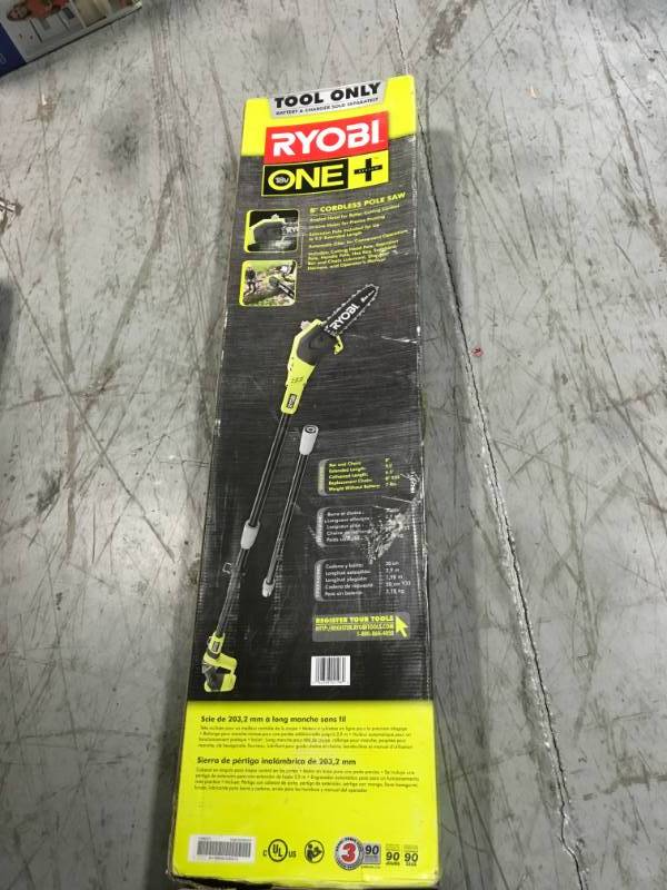 RYOBI ONE 8 in. 18-Volt Lithium-Ion Cordless Pole Saw Battery and Charger Not Included in good condition
