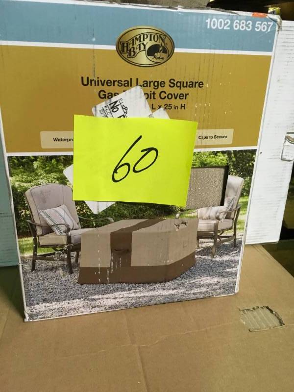 Hampton Bay Patio Large Square Gas Fire Pit Cover not used