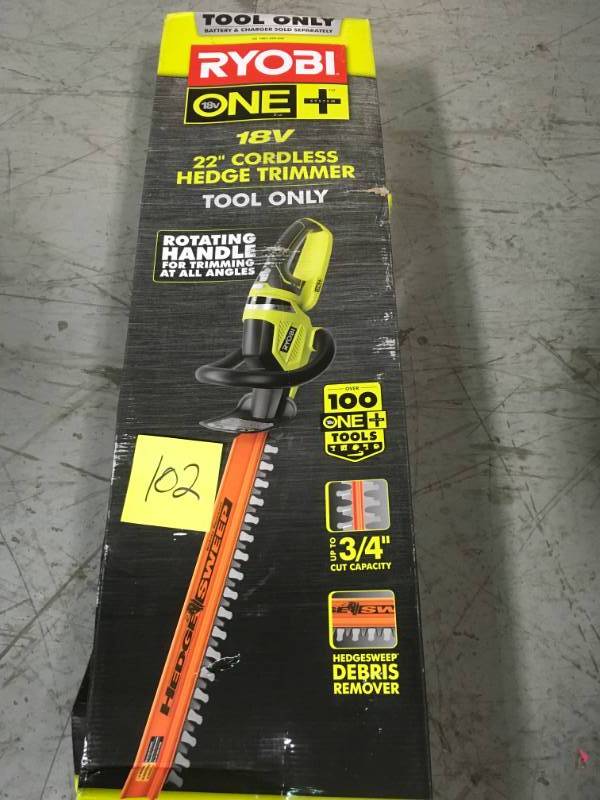 RYOBI ONE 22 in. 18-Volt Lithium-Ion Cordless Hedge Trimmer - Battery and Charger Not Included in good condition