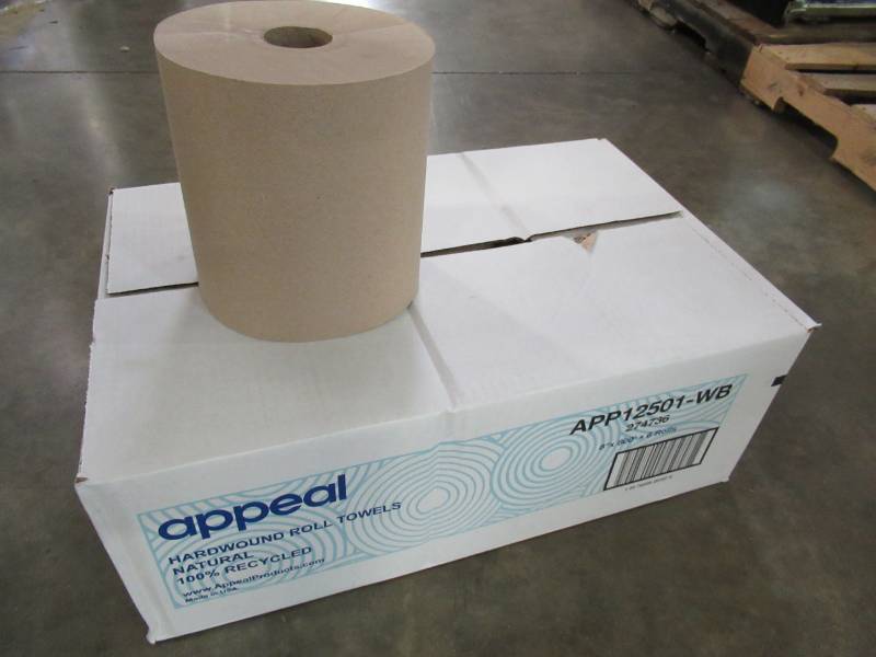 lot 144 image: 1 Case of Appeal 100% Recycled Hard Roll Towel, 8 x 800 in Natural 6 Rolls per Case, GID-274736