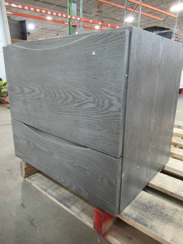 lot 107 image: Home Decorators Collection City Loft 24 in. W x 18-12 in. D Wall Hung Bath Vanity in Grey  - Missing Top.