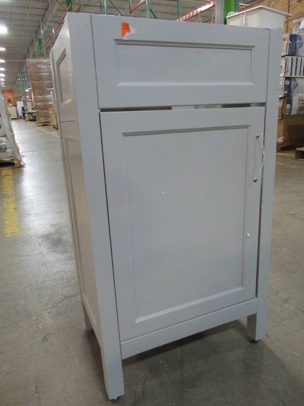 lot 108 image: OVE Arvesen 18 x 12 x 30 Tall Vanity in Dove Grey, 18G