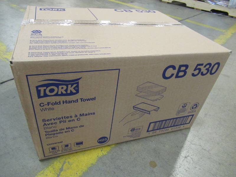 lot 205 image: Tork Universal  CB530  C-Fold Paper Hand Towel, 1-Ply, 12.75 Width x 10.13 Length, White,  (Case of 16 Packs, 150 per Pack, 2,400 Towels), CB530 - 1 Case