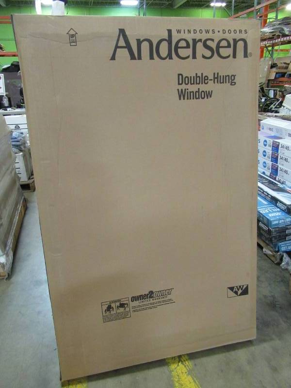 lot 150 image: Andersen 33.625 in. x 52.875 in. 400 Series Double Hung Wood Window with White Exterior, TW2842 - NEW IN BOX