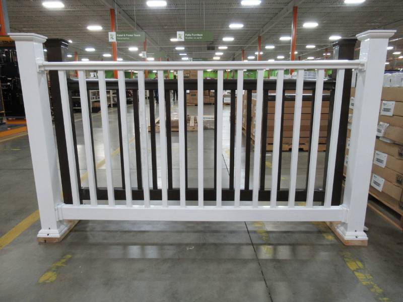 lot 229 image: Fiberon Complete Railing System in White. Complete Panel Measures Approximately 80 Long X 48 High (Post to Post).