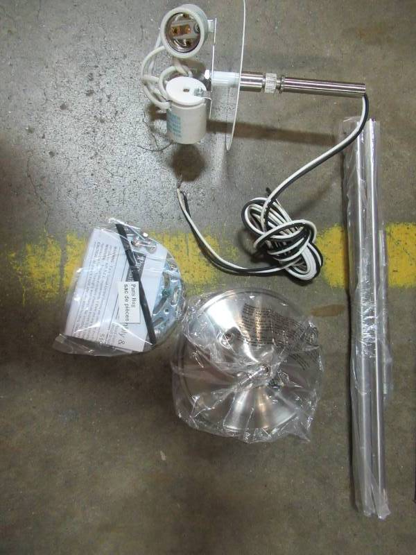 lot 174 image: 3 Progress Lighting Metal Brushed Nickel 3-Light Pendant Stem Kits, P5199-09 - New in Box.
