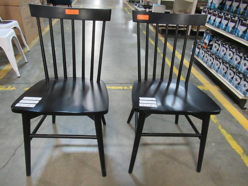 lot 45 image: Windsor Spindle Back Dining Chairs - Black (Set of 2), 249-02-0166