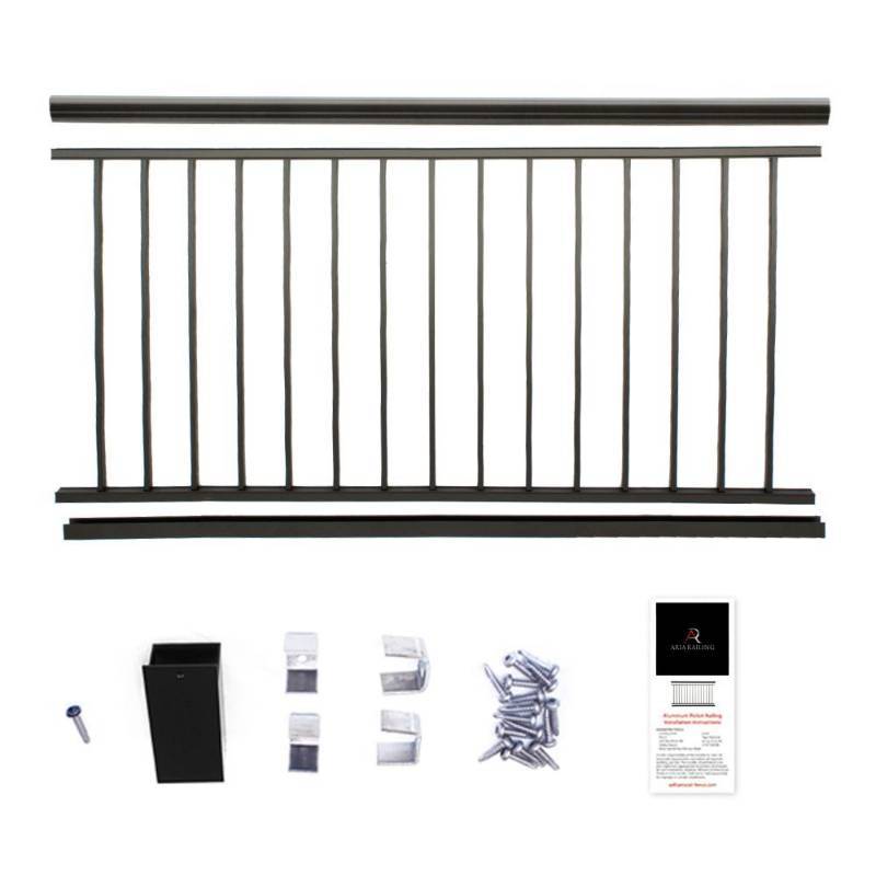 lot 26 image: Aria Railing Powder Coated Aluminum Preassembled Deck Railing 36 in. x 8 ft. - Black, A366PPB-8