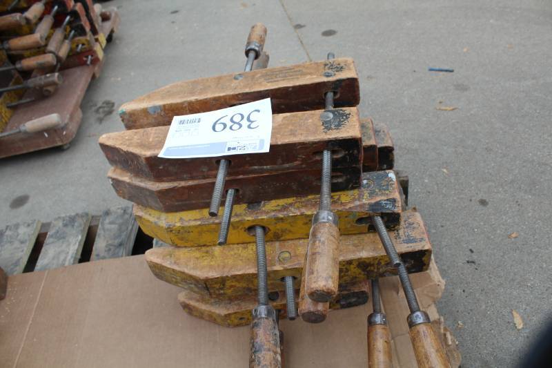 lot 389 image: Lot of (6) Industrial Wood Clamps