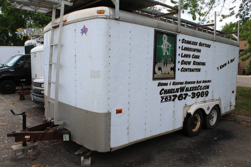lot 413 image: 16ft. Two Axle Four Wheel Box Trailer