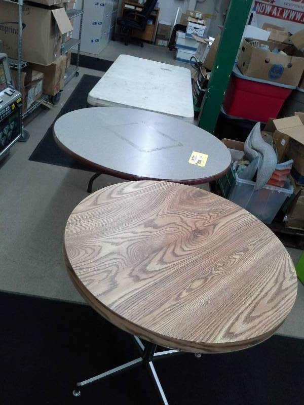 Lot of (3) Tables - Round Conference Tables, Rectangle Plastic Table