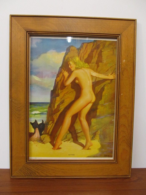 lot 52 image: Original Vintage 1940s Framed ART FRAHM Pinup Print