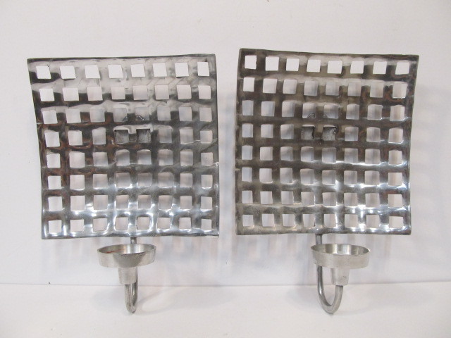 lot 85 image: Pair of Cast Metal Candle Wall Sconces