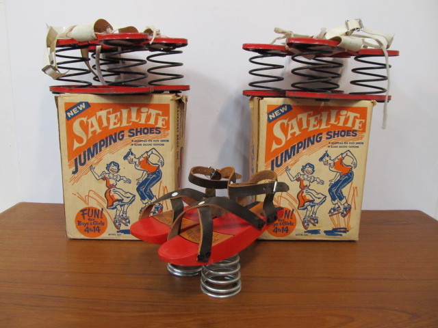 lot 87 image: 3 Pair of Vintage Jumping Spring Shoes - 2 wOriginal Box