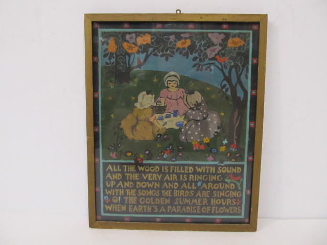 lot 102 image: Original Framed 1920s Small Painting wPoem