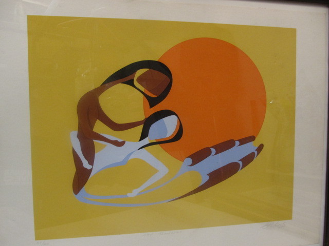 lot 280 image: Mid Century Style Mod Abstract Litho Signed Huibert Sabelis