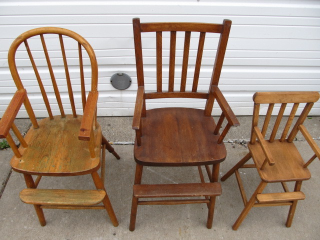 lot 104 image: Group of 3 Antique Wooden Highchairs
