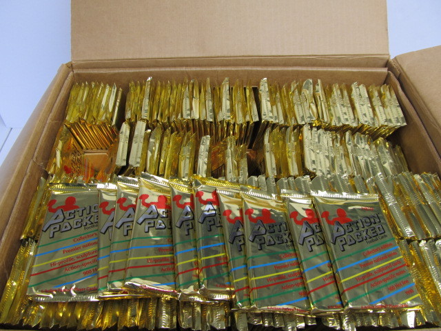 lot 141 image: Approx 375 UNOPENED Action-Packed 1990 Football Cards
