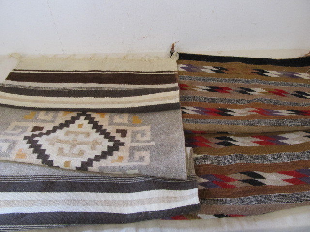 lot 231 image: 2 Vintage Hand Woven Southwestern wool Carpets