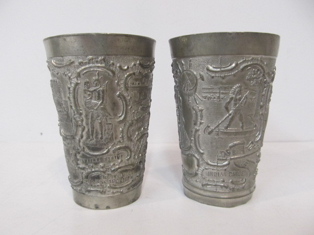 lot 188 image: Pair of Small Antique Metal Souvenir Cups Including Minneapolis