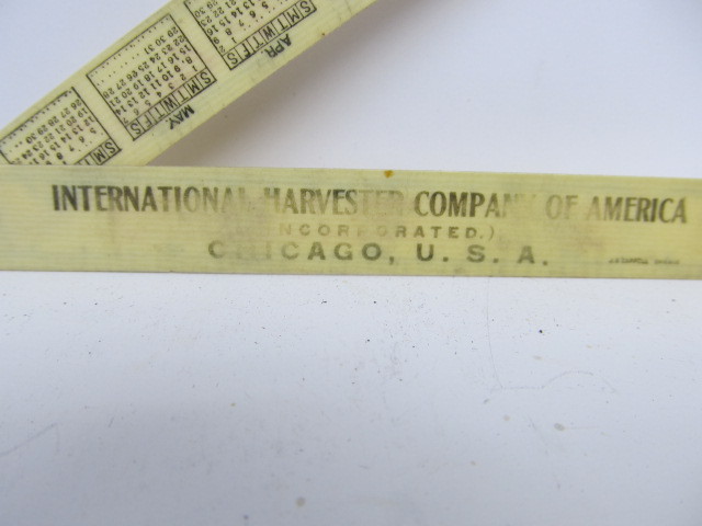 lot 277 image: Original Antique 1909 International Harvester Advertising Folding Celluloid Ruler