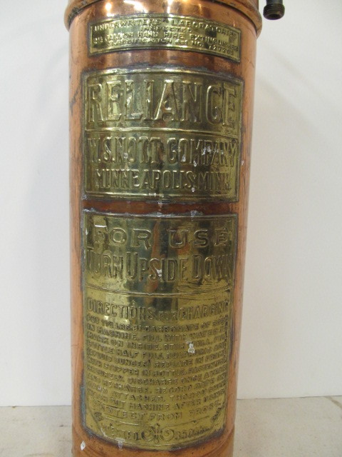 lot 288 image: Antique 24 Copper RELIANCE Minneapolis Fire Exinguisher