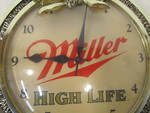 lot 293 image: Working Vintage MILLER HIGH LIFE Advertising Beer Clock Sign