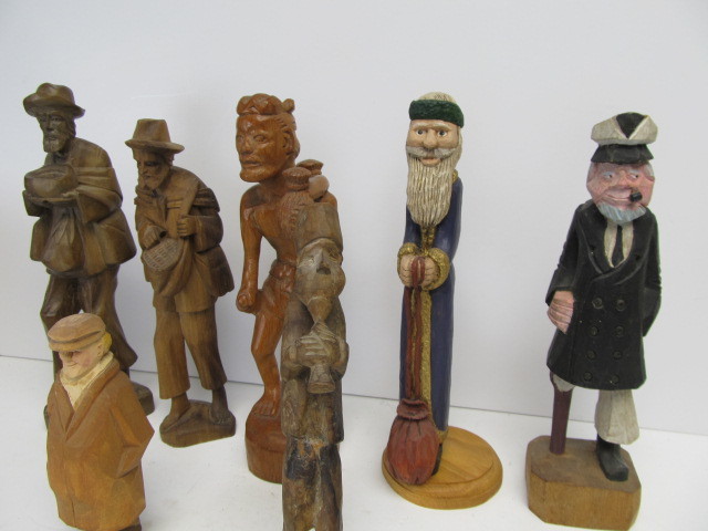 lot 312 image: Group of Hand Carved Painted etc Wooden Figures