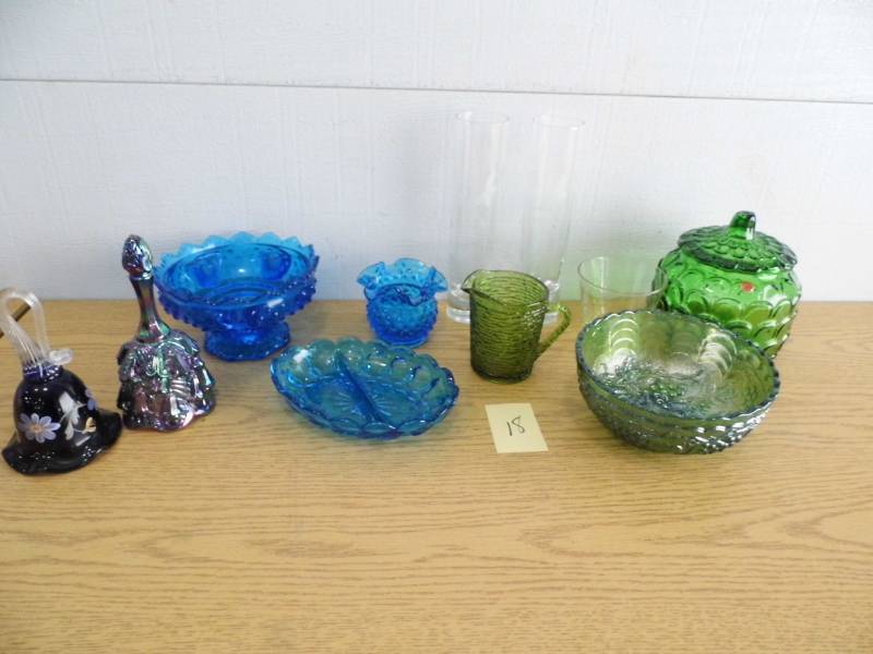 GreenBlue Glassware - Carnival Glass