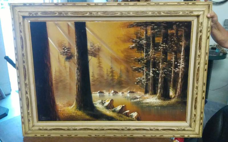 lot 40 image: Framed Painting On Velvet By Alvera 32x44 (Made In Mexico)