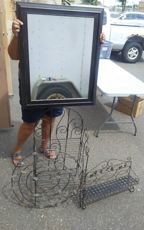 lot 12 image: Mirror, Wire Shelves, Wall Decor