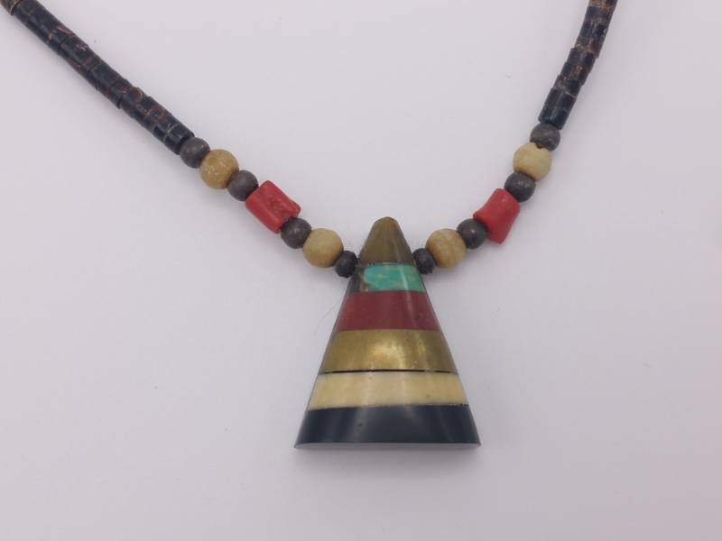 lot 218 image: Semi-Precious Stone and Brass Beaded Necklace
