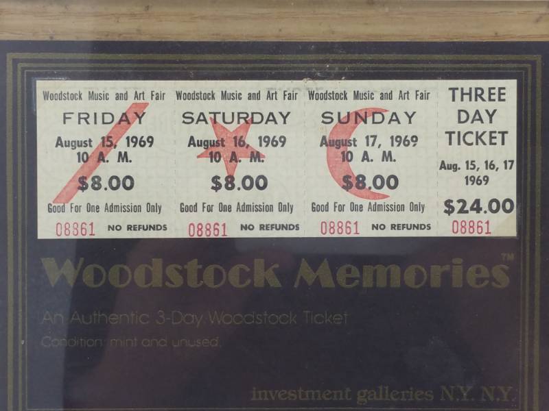 lot 318 image: Woodstock Unused Three-day Pass Ticket 1969 (Sothebys Authentication)