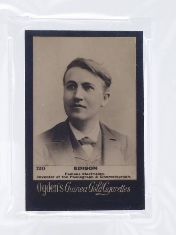 lot 309 image: 1910 Ogdens Ltd Guinea Gold #120 Thomas Edison (PSA 5)