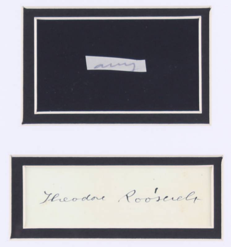 lot 304 image: President Theodore Roosevelt Custom Framed Display with a Hand-Written Word From Letter (JSA LOA Certification)