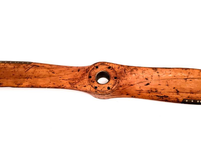 lot 312 image: WWII Era Sensenrich Wood and Metal Airplane Propeller