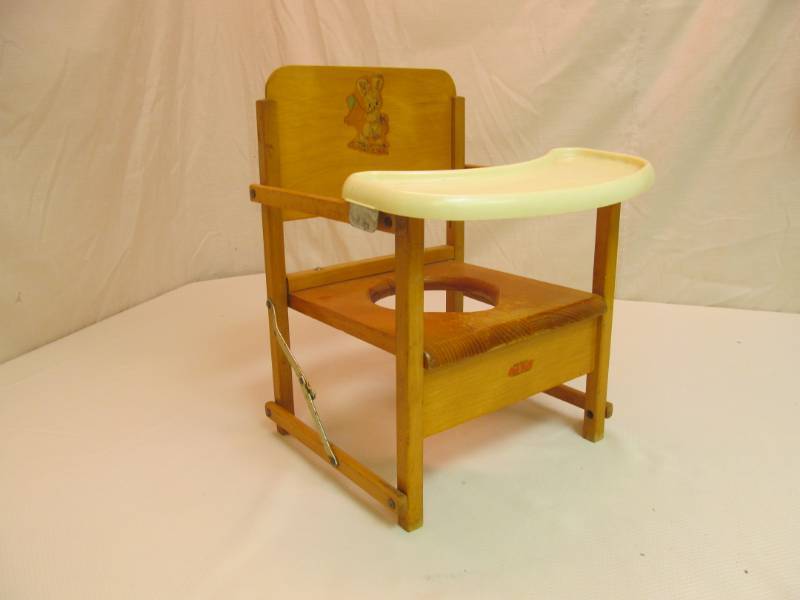 wooden potty chair with tray
