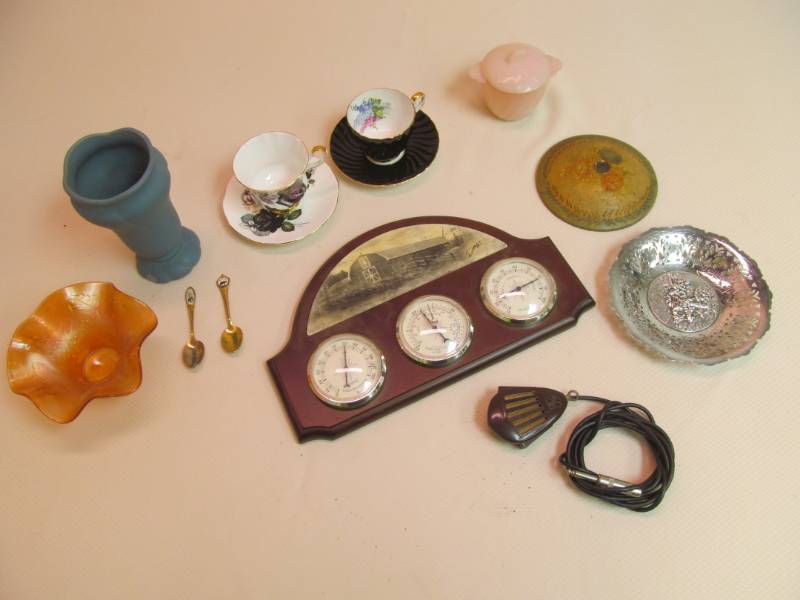 lot 161 image: Group of vintage dishes, microphone, vase, and more