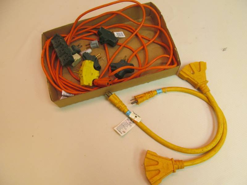 lot 184 image: Extension cord, group of adapters