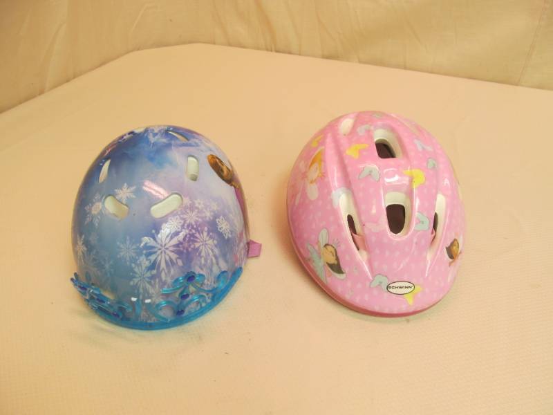 lot 185 image: Fairy Frozen childrens bicycle helmets