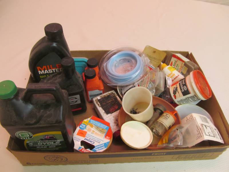 lot 195 image: Varity of oil, screws, nails, and more