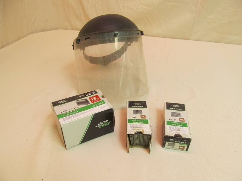 lot 201 image: Staples, Nails, Face shield