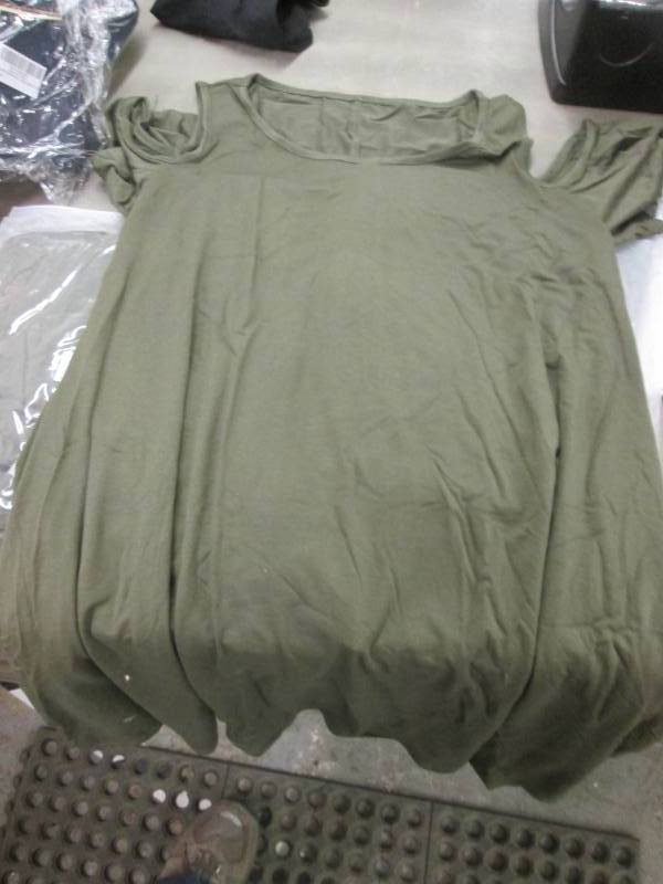 4 Open Shoulder Army Green Casual D...
