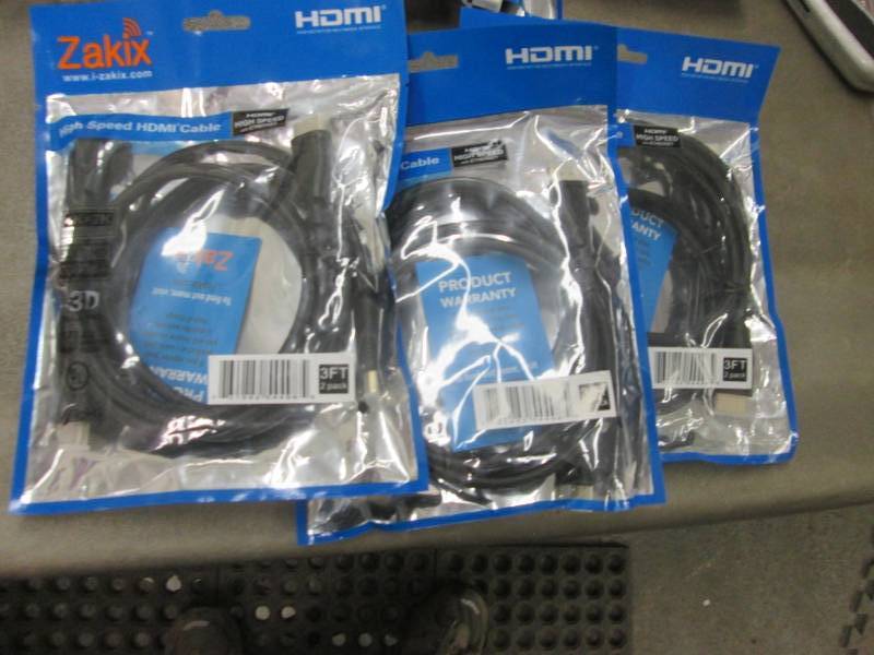 3-2pks of Zakix 3ft HDMI Cables...