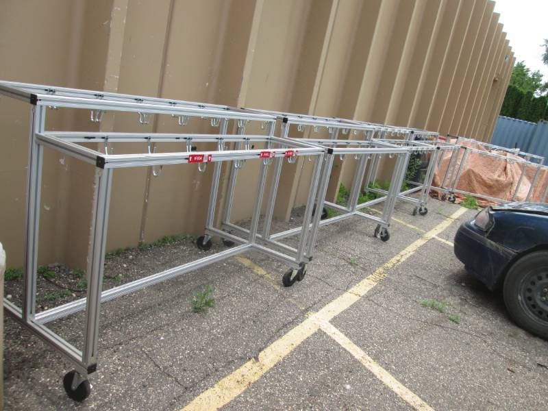 3- 2 Tiered metal racks with hooks ...