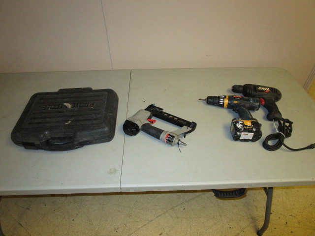 TWO DRILLS AND A BRAD NAILER