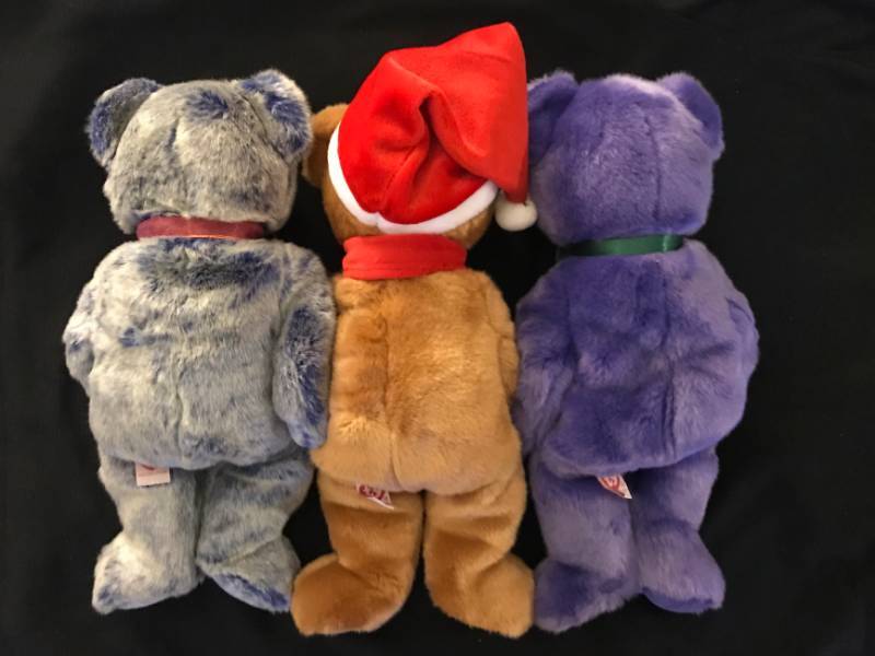 lot 77 image: TY Beanie Buddies Periwinkle, 1997 Holiday Teddy and Employee Bear
